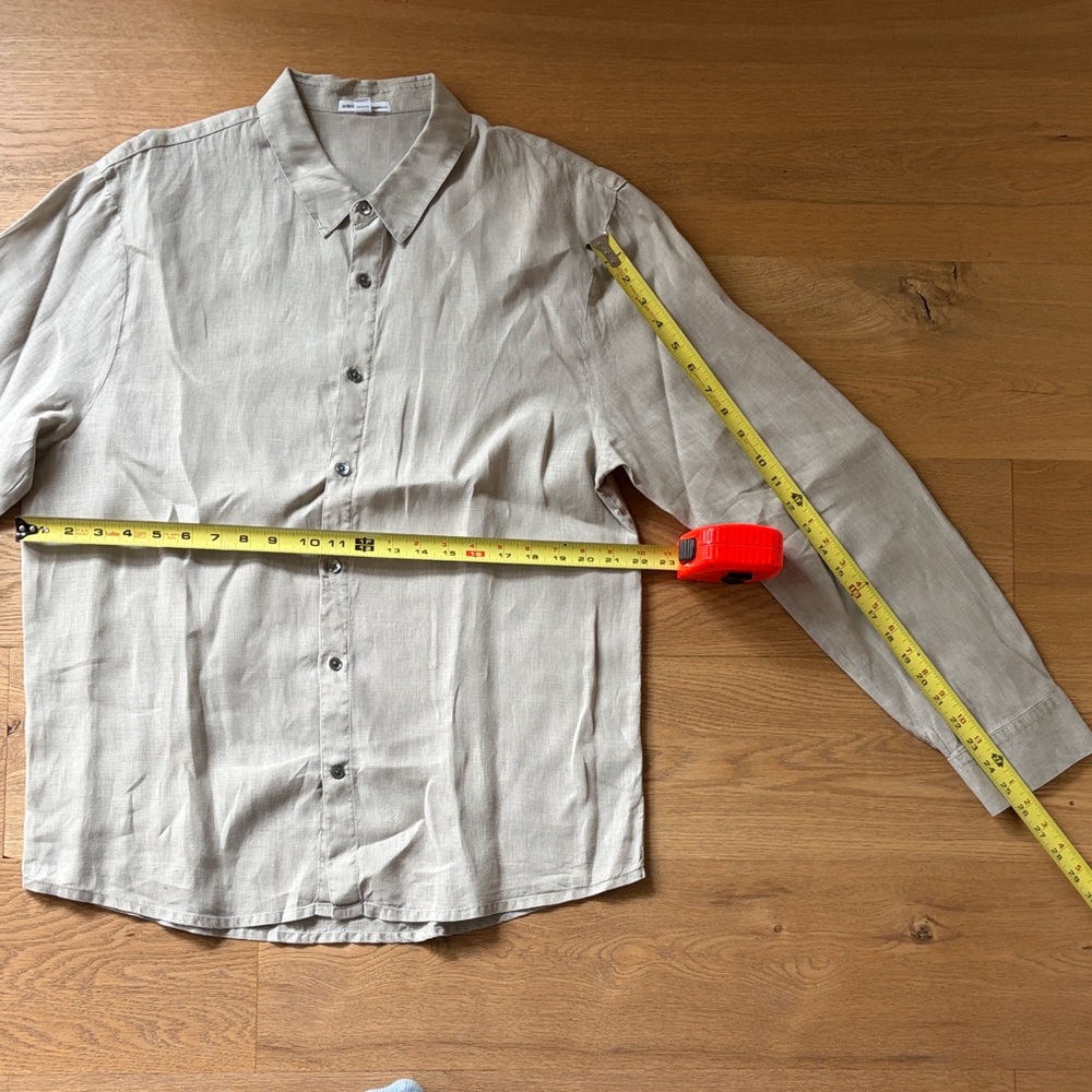 James Perse Light Tan 100% Linen Button-Down Shirt - Picture 6 of 6